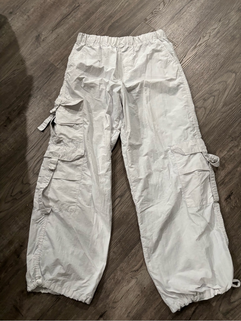 Forever 21 Wide Leg Parachute Cargo Pants White Womens Size S